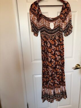 Bohemian Floral Midi Dress - Multi Color